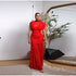 Elegant Mesh Patchwork Pleated Long Skirt Dress for Women Slim Evening Party Maxi Dress
